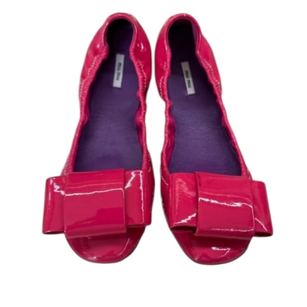 Miu Miu Patent Leather Size 38 Pink Ballet Flats - Picture 2 of 10